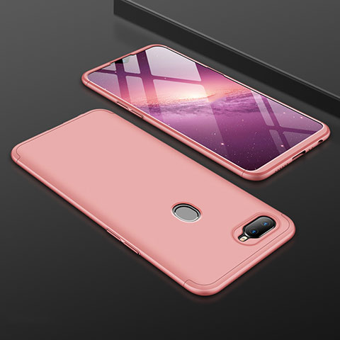 Handyhülle Hülle Kunststoff Schutzhülle Tasche Matt Vorder und Rückseite 360 Grad für Oppo A7 Rosegold