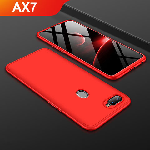 Handyhülle Hülle Kunststoff Schutzhülle Tasche Matt Vorder und Rückseite 360 Grad für Oppo AX7 Rot