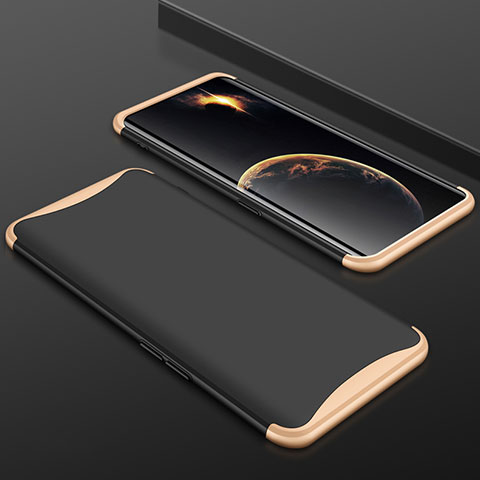 Handyhülle Hülle Kunststoff Schutzhülle Tasche Matt Vorder und Rückseite 360 Grad für Oppo Find X Gold und Schwarz