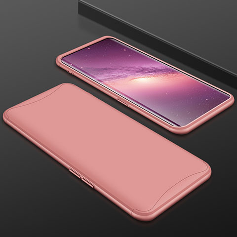 Handyhülle Hülle Kunststoff Schutzhülle Tasche Matt Vorder und Rückseite 360 Grad für Oppo Find X Rosegold