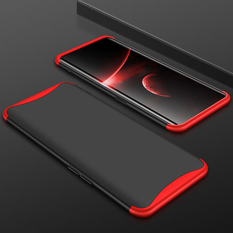 Handyhülle Hülle Kunststoff Schutzhülle Tasche Matt Vorder und Rückseite 360 Grad für Oppo Find X Super Flash Edition Rot und Schwarz
