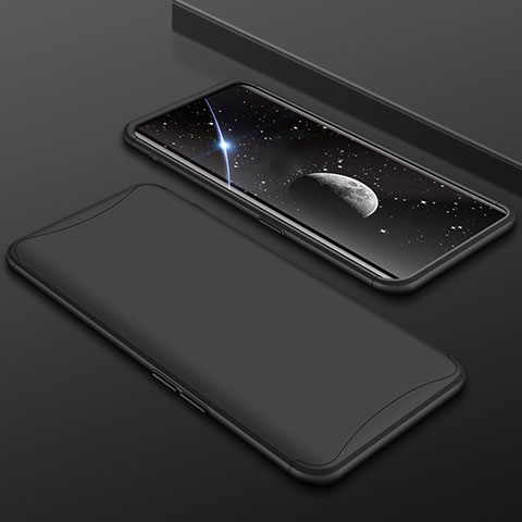 Handyhülle Hülle Kunststoff Schutzhülle Tasche Matt Vorder und Rückseite 360 Grad für Oppo Find X Super Flash Edition Schwarz