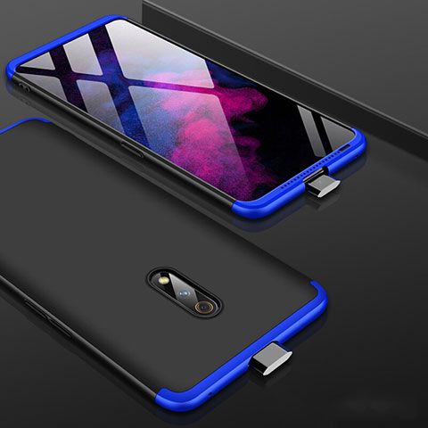 Handyhülle Hülle Kunststoff Schutzhülle Tasche Matt Vorder und Rückseite 360 Grad für Oppo K3 Blau und Schwarz