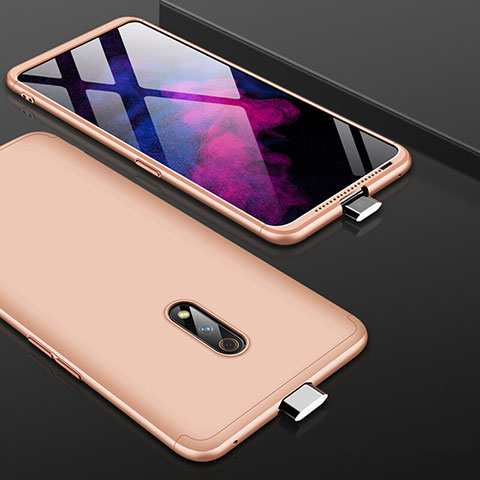 Handyhülle Hülle Kunststoff Schutzhülle Tasche Matt Vorder und Rückseite 360 Grad für Oppo K3 Gold