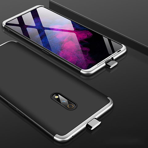 Handyhülle Hülle Kunststoff Schutzhülle Tasche Matt Vorder und Rückseite 360 Grad für Oppo K3 Silber und Schwarz