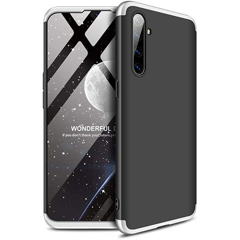 Handyhülle Hülle Kunststoff Schutzhülle Tasche Matt Vorder und Rückseite 360 Grad für Oppo K5 Silber und Schwarz