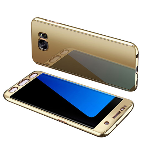 Handyhülle Hülle Kunststoff Schutzhülle Tasche Matt Vorder und Rückseite 360 Grad für Samsung Galaxy S7 Edge G935F Gold