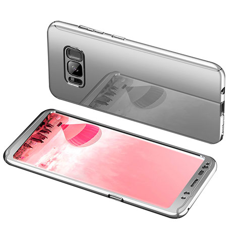 Handyhülle Hülle Kunststoff Schutzhülle Tasche Matt Vorder und Rückseite 360 Grad für Samsung Galaxy S8 Plus Silber