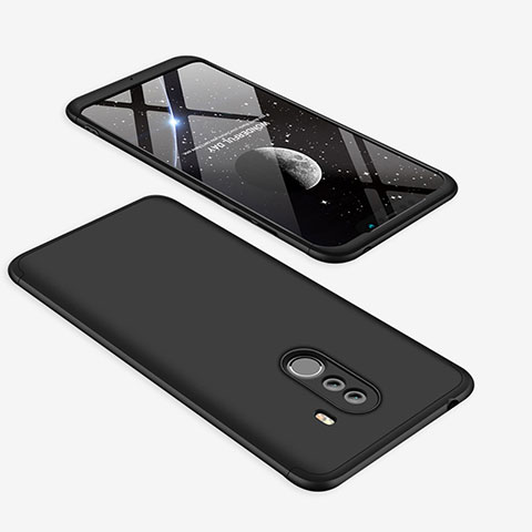 Handyhülle Hülle Kunststoff Schutzhülle Tasche Matt Vorder und Rückseite 360 Grad für Xiaomi Pocophone F1 Schwarz