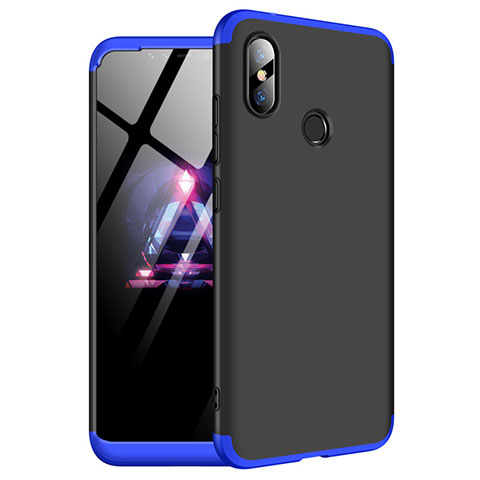 Handyhülle Hülle Kunststoff Schutzhülle Tasche Matt Vorder und Rückseite 360 Grad für Xiaomi Redmi Note 6 Pro Blau und Schwarz