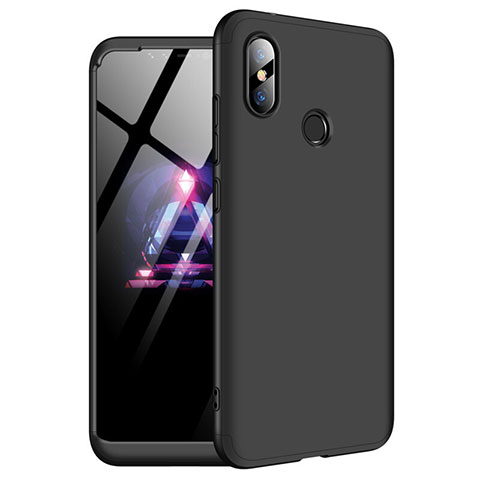 Handyhülle Hülle Kunststoff Schutzhülle Tasche Matt Vorder und Rückseite 360 Grad für Xiaomi Redmi Note 6 Pro Schwarz