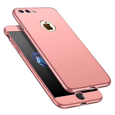 Handyhülle Hülle Kunststoff Schutzhülle Tasche Matt Vorder und Rückseite 360 Grad M01 für Apple iPhone 7 Plus Rosegold