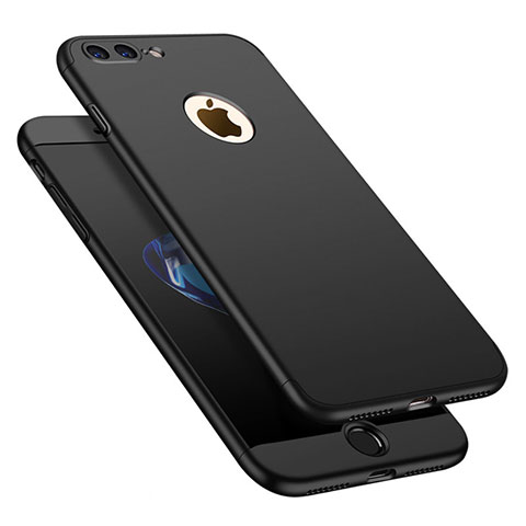 Handyhülle Hülle Kunststoff Schutzhülle Tasche Matt Vorder und Rückseite 360 Grad M01 für Apple iPhone 7 Plus Schwarz