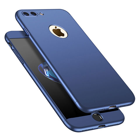 Handyhülle Hülle Kunststoff Schutzhülle Tasche Matt Vorder und Rückseite 360 Grad M01 für Apple iPhone 8 Plus Blau