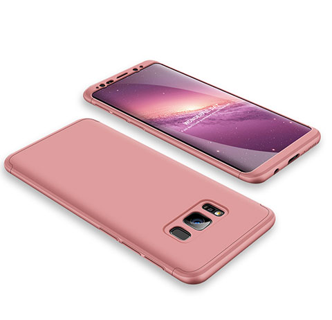 Handyhülle Hülle Kunststoff Schutzhülle Tasche Matt Vorder und Rückseite 360 Grad M01 für Samsung Galaxy S8 Plus Rosegold