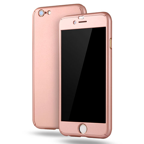 Handyhülle Hülle Kunststoff Schutzhülle Tasche Matt Vorder und Rückseite 360 Grad M02 für Apple iPhone 6S Plus Rosegold