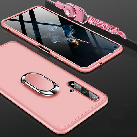 Handyhülle Hülle Kunststoff Schutzhülle Tasche Matt Vorder und Rückseite 360 Grad mit Fingerring Ständer für Huawei Nova 5T Rosegold