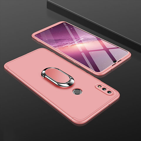 Handyhülle Hülle Kunststoff Schutzhülle Tasche Matt Vorder und Rückseite 360 Grad mit Fingerring Ständer für Huawei Y9 (2019) Rosegold