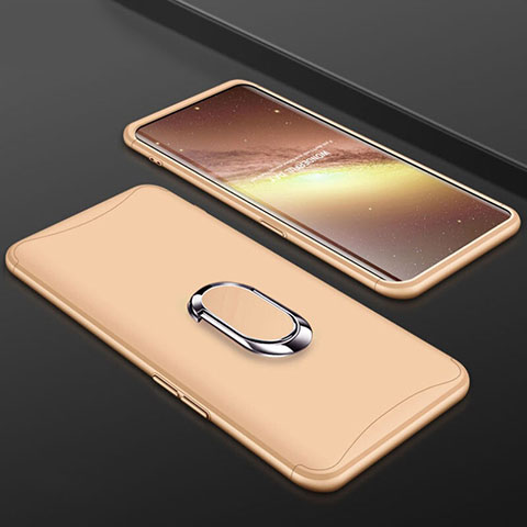 Handyhülle Hülle Kunststoff Schutzhülle Tasche Matt Vorder und Rückseite 360 Grad mit Fingerring Ständer S01 für Oppo Find X Gold