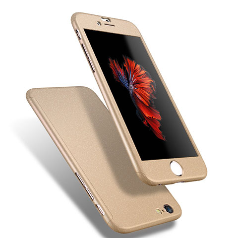 Handyhülle Hülle Kunststoff Schutzhülle Tasche Matt Vorder und Rückseite 360 Grad Q01 für Apple iPhone 6 Gold