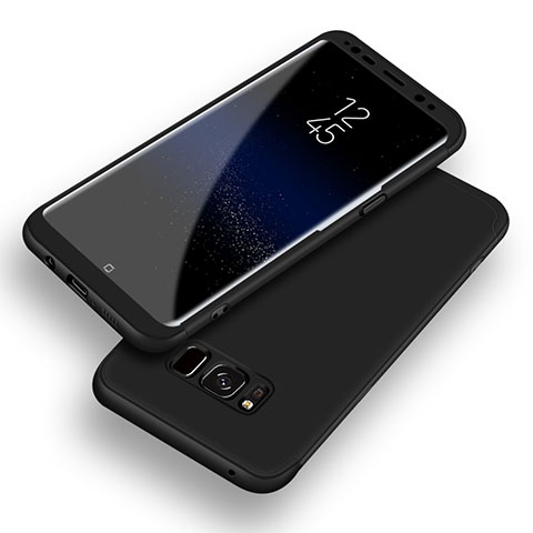 Handyhülle Hülle Kunststoff Schutzhülle Tasche Matt Vorder und Rückseite 360 Grad Q03 für Samsung Galaxy S8 Schwarz