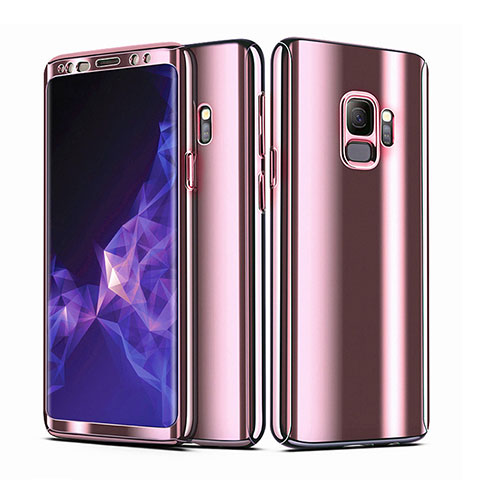 Handyhülle Hülle Kunststoff Tasche Schutzhülle Matt Vorder und Rückseite 360 Grad für Samsung Galaxy S9 Rosegold