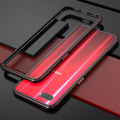 Handyhülle Hülle Luxus Aluminium Metall Rahmen für Oppo R15X Rot und Schwarz