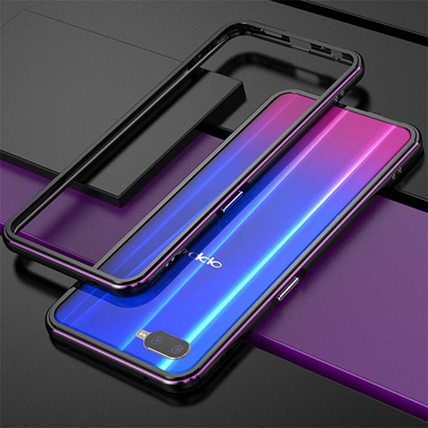 Handyhülle Hülle Luxus Aluminium Metall Rahmen für Oppo R15X Violett