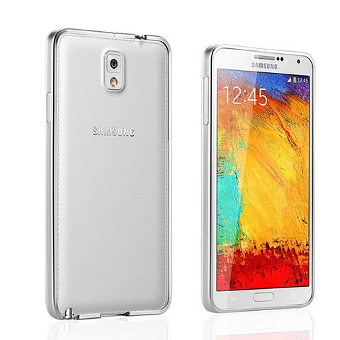 Handyhülle Hülle Luxus Aluminium Metall Rahmen für Samsung Galaxy Note 3 N9000 Silber