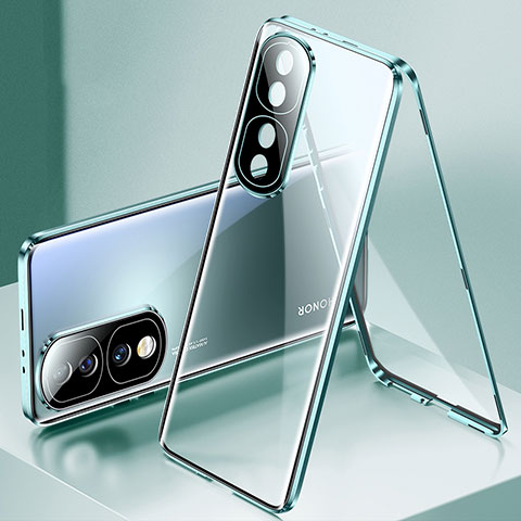 Handyhülle Hülle Luxus Aluminium Metall Rahmen Spiegel 360 Grad Ganzkörper Tasche für Huawei Honor 70 Pro 5G Grün