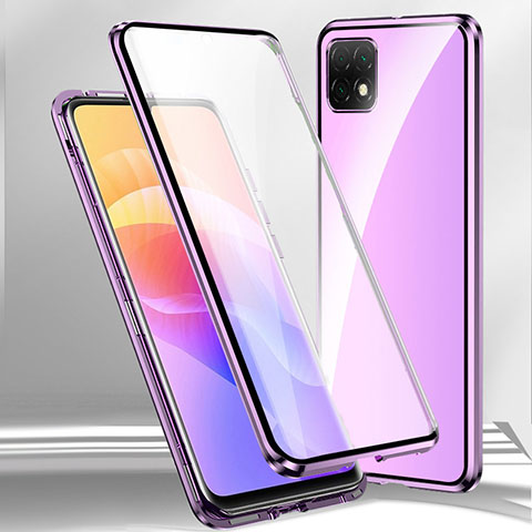 Handyhülle Hülle Luxus Aluminium Metall Rahmen Spiegel 360 Grad Ganzkörper Tasche für Huawei Honor X30i Violett