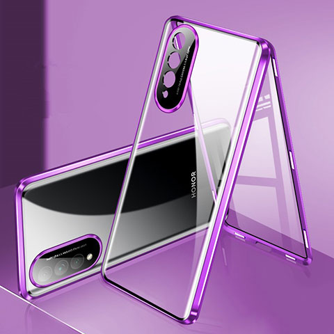 Handyhülle Hülle Luxus Aluminium Metall Rahmen Spiegel 360 Grad Ganzkörper Tasche für Huawei Nova 10z Violett