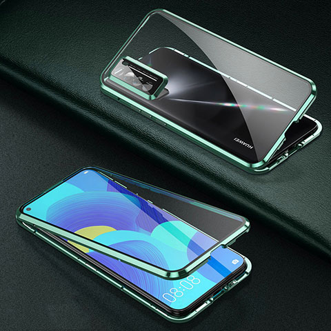 Handyhülle Hülle Luxus Aluminium Metall Rahmen Spiegel 360 Grad Ganzkörper Tasche für Huawei Nova 7 5G Grün