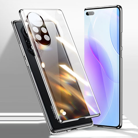 Handyhülle Hülle Luxus Aluminium Metall Rahmen Spiegel 360 Grad Ganzkörper Tasche für Huawei Nova 8 Pro 5G Schwarz