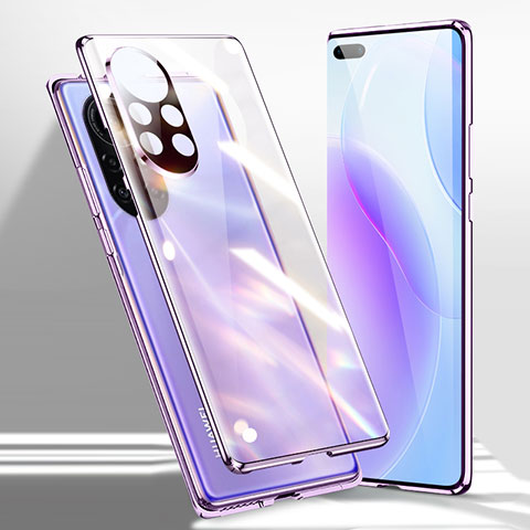 Handyhülle Hülle Luxus Aluminium Metall Rahmen Spiegel 360 Grad Ganzkörper Tasche für Huawei Nova 8 Pro 5G Violett