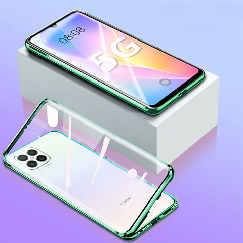 Handyhülle Hülle Luxus Aluminium Metall Rahmen Spiegel 360 Grad Ganzkörper Tasche für Huawei Nova 8 SE 5G Grün