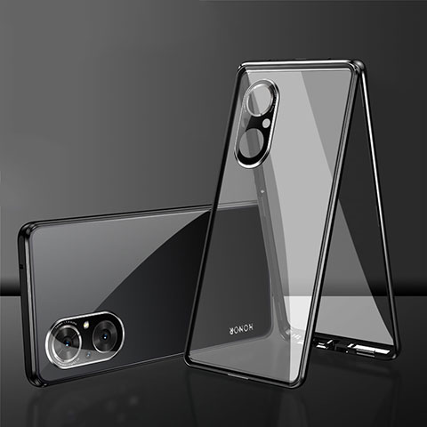 Handyhülle Hülle Luxus Aluminium Metall Rahmen Spiegel 360 Grad Ganzkörper Tasche für Huawei Nova 9 SE Schwarz