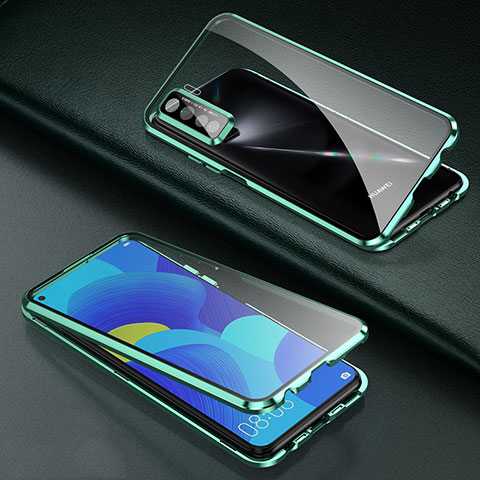 Handyhülle Hülle Luxus Aluminium Metall Rahmen Spiegel 360 Grad Ganzkörper Tasche für Huawei P40 Lite 5G Grün