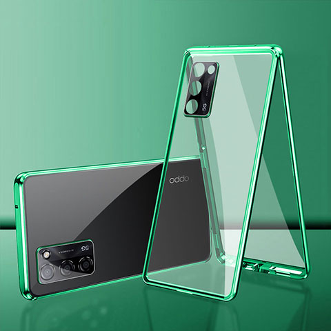 Handyhülle Hülle Luxus Aluminium Metall Rahmen Spiegel 360 Grad Ganzkörper Tasche für Oppo A56 5G Grün