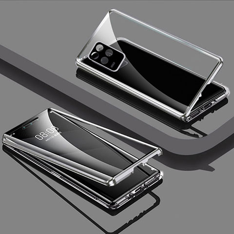 Handyhülle Hülle Luxus Aluminium Metall Rahmen Spiegel 360 Grad Ganzkörper Tasche für Realme 8 5G Silber