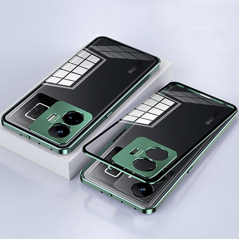 Handyhülle Hülle Luxus Aluminium Metall Rahmen Spiegel 360 Grad Ganzkörper Tasche für Realme GT Neo6 5G Grün