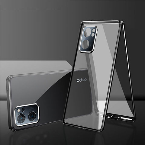 Handyhülle Hülle Luxus Aluminium Metall Rahmen Spiegel 360 Grad Ganzkörper Tasche für Realme Q5i 5G Schwarz