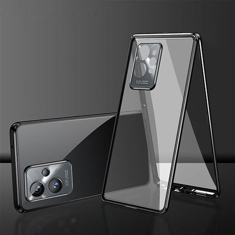 Handyhülle Hülle Luxus Aluminium Metall Rahmen Spiegel 360 Grad Ganzkörper Tasche für Vivo Y30 5G Schwarz