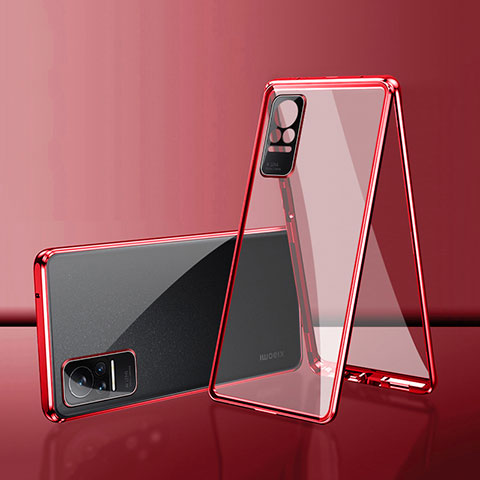 Handyhülle Hülle Luxus Aluminium Metall Rahmen Spiegel 360 Grad Ganzkörper Tasche für Xiaomi Civi 1S 5G Rot