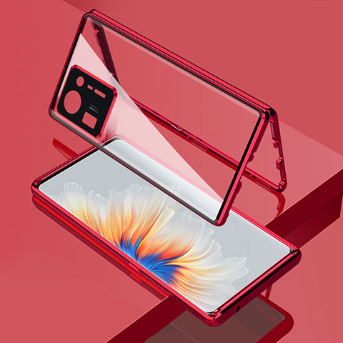 Handyhülle Hülle Luxus Aluminium Metall Rahmen Spiegel 360 Grad Ganzkörper Tasche für Xiaomi Mi Mix 4 5G Rot