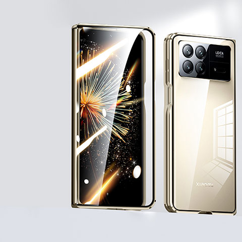 Handyhülle Hülle Luxus Aluminium Metall Rahmen Spiegel 360 Grad Ganzkörper Tasche für Xiaomi Mix Fold 3 5G Gold