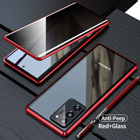 Handyhülle Hülle Luxus Aluminium Metall Rahmen Spiegel 360 Grad Ganzkörper Tasche LK1 für Samsung Galaxy Note 20 Ultra 5G Rot