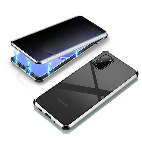 Handyhülle Hülle Luxus Aluminium Metall Rahmen Spiegel 360 Grad Ganzkörper Tasche LK4 für Samsung Galaxy S20 Plus Silber