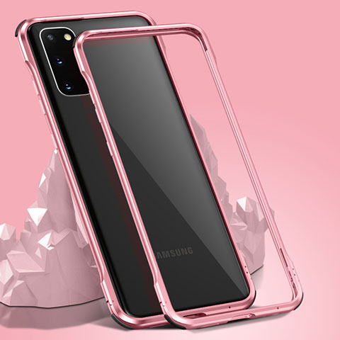 Handyhülle Hülle Luxus Aluminium Metall Rahmen Spiegel 360 Grad Ganzkörper Tasche LK4 für Samsung Galaxy S20 Rosegold