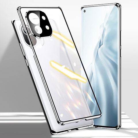 Handyhülle Hülle Luxus Aluminium Metall Rahmen Spiegel 360 Grad Ganzkörper Tasche M01 für Xiaomi Mi 11 Lite 4G Silber